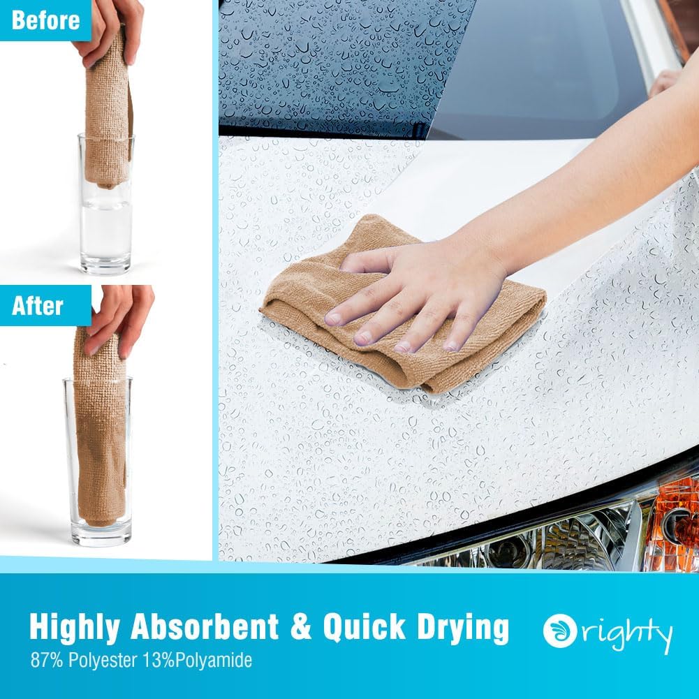 Orighty Microfiber Cleaning Cloth, 12 Pack Microfiber Towels for Cars, Highly Absorbent Car