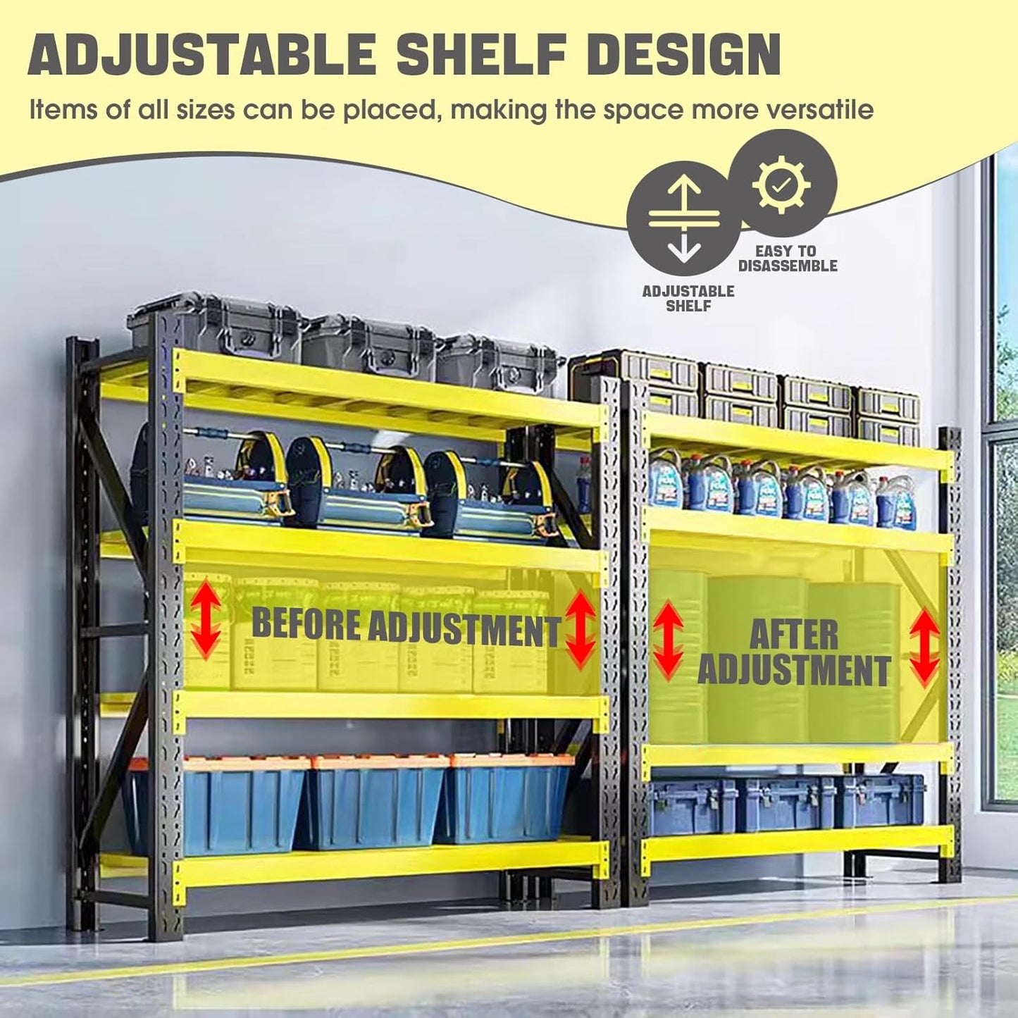 5000lbs Load Capacity,Heavy Duty 4-Tier Steel Shelving Unit, Adjustable Industrial Storage Rack for