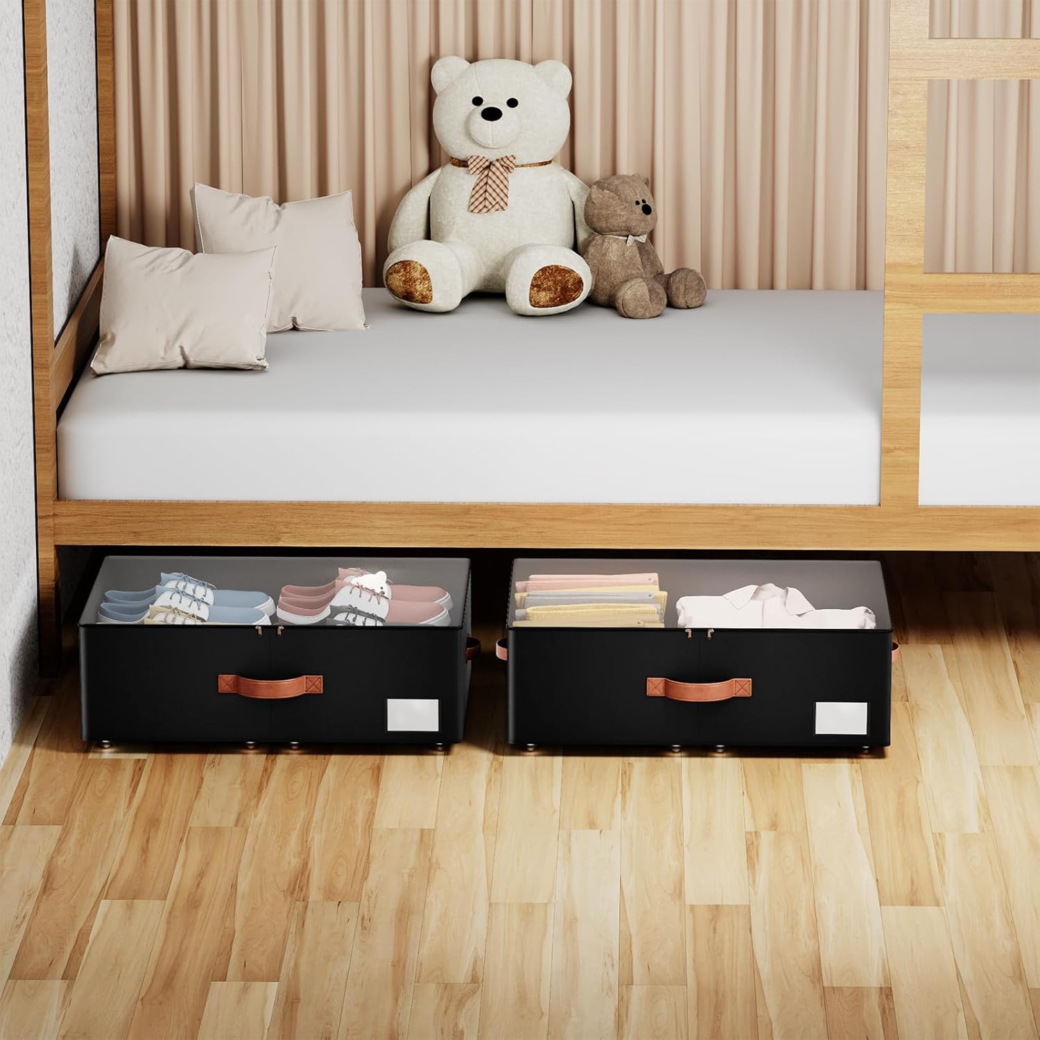 Underbed Storage With Wheels,Large Capacity 10 inches Height Storage Bins,Rolling Underbed Shoe