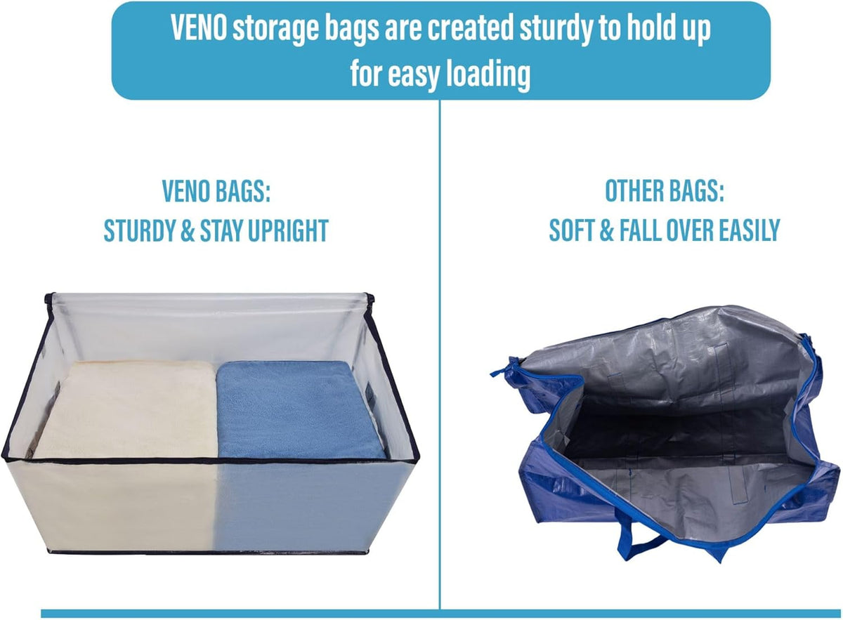 VENO 6 Pack Moving and Storage Bags, Heavy Duty, Alternative to Moving Boxes, Large Packing Totes