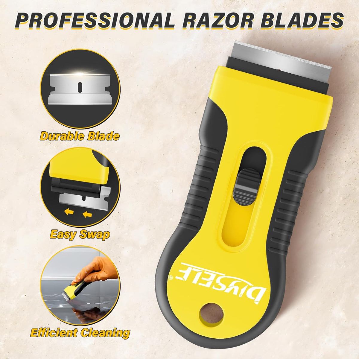 DIYSELF 2 Pack Razor Blade Scraper, Includes 10 PCS Additional Razor Blades, Streamlined Razor