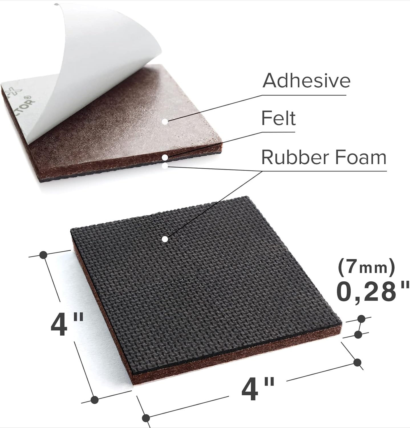 X-PROTECTOR Non Slip Furniture Pads - 8 pcs Premium Furniture Grippers 4"! Self-Adhesive Rubber