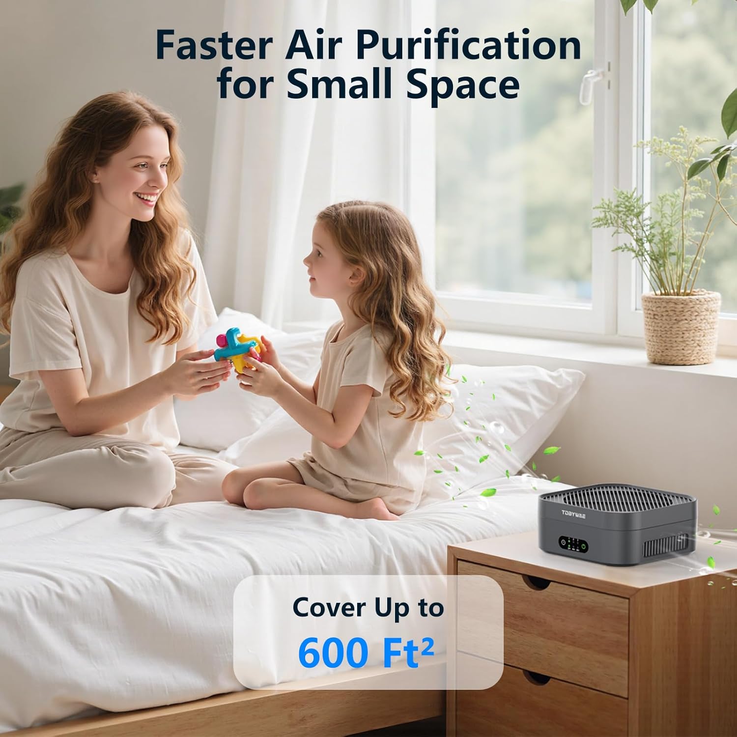 Air Purifiers for Home 600 Sq.Ft, TDBYWAE H13 True HEPA Air Purifier with USB Cable for Pets Dust