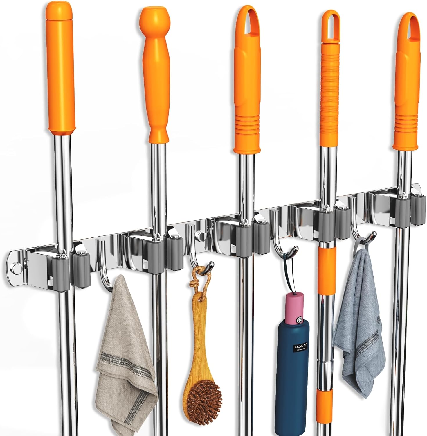 2 Pack Mop and Broom Holder Wall Mount, Non-slip Broom Hanger Wall Mount, Heavy Duty Mop Broom