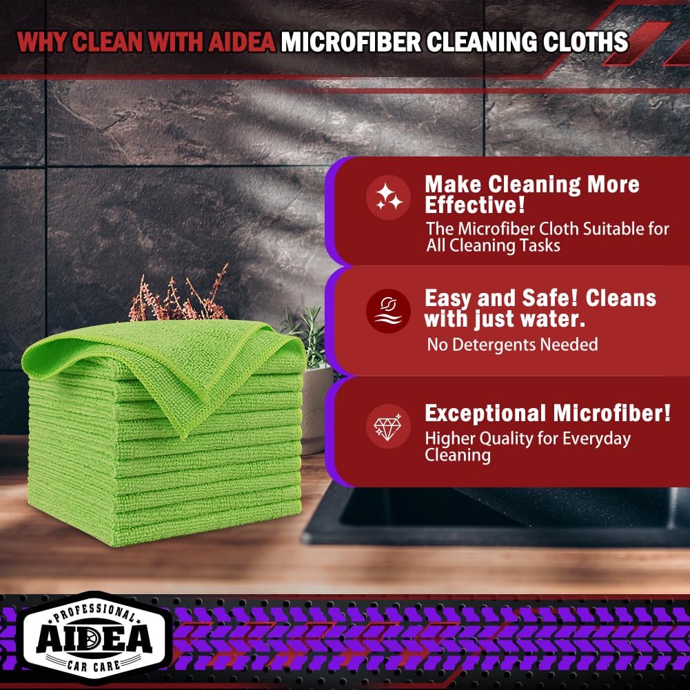 AIDEA Microfiber Cleaning Cloth, 20PK, Microfiber Towels for Cars, Premium All Purpose Car Cloths