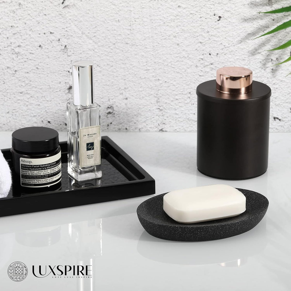 Luxspire Soap Dish, Resin Soap Tray Soap Holder Container Box, Marble Pattern Oval Soap Plate Case