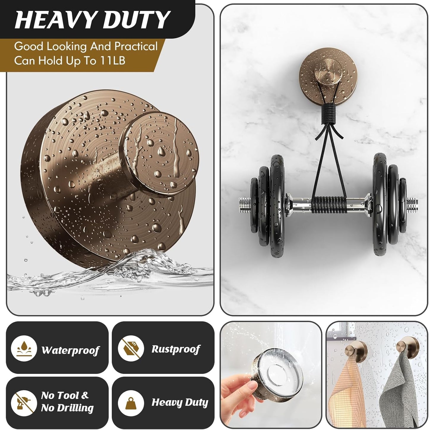 Suction Cup Hooks for Shower,4Pcs Shower Towel Suction Hooks,No Drill Towel Hooks for Bathroom