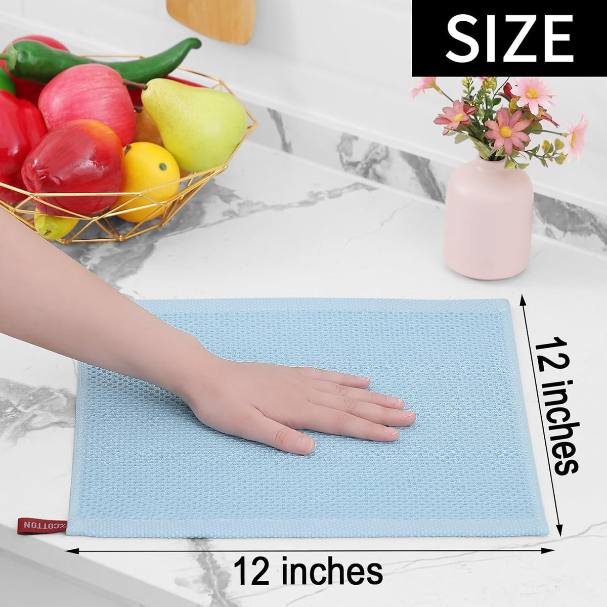 Homaxy 100% Cotton Waffle Weave Kitchen Dish Cloths, Ultra Soft Absorbent Quick Drying Dish Towels