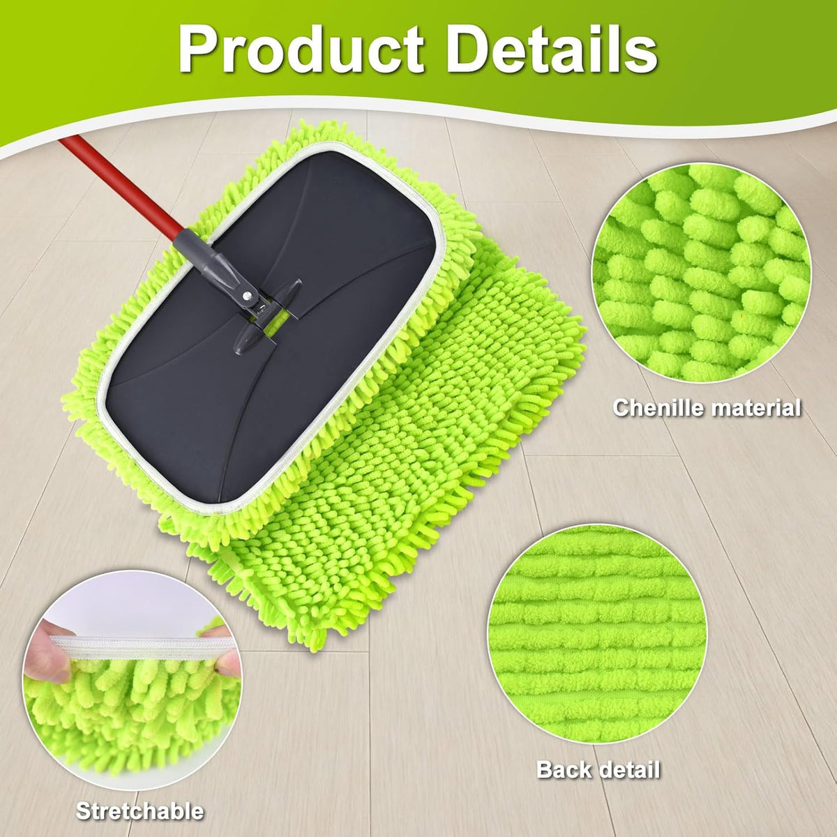 Mops for Floor Cleaning, Dust Mop for Hardwood Floors, Extra Large Floor Mop with Extendable Handle