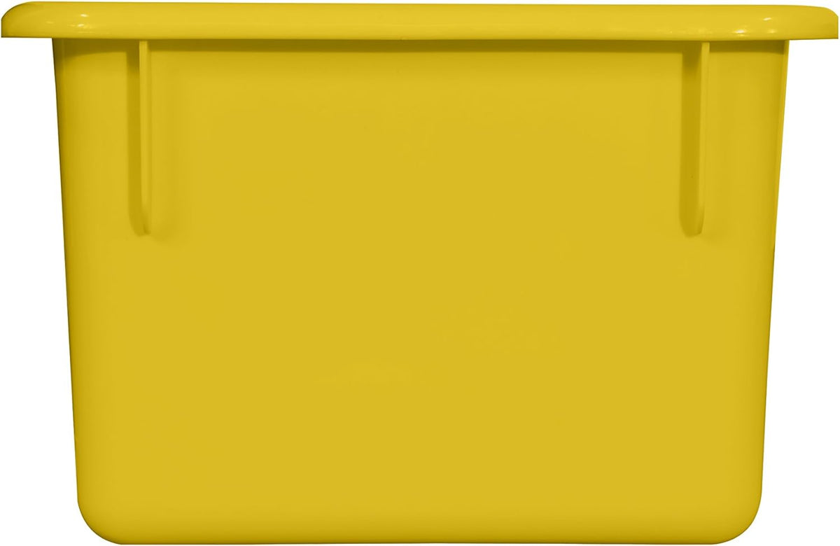 Wood Designs Cubby Storage Bin, Heavy Duty Plastic Containers for Kids Yellow Cubby Tray Set of 12