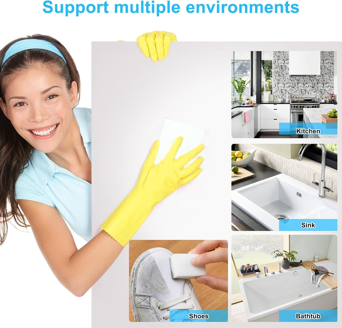 100 Pack Magic Sponge Eraser,Multi-Functional Household Cleaning Kitchen Dish Sponge for