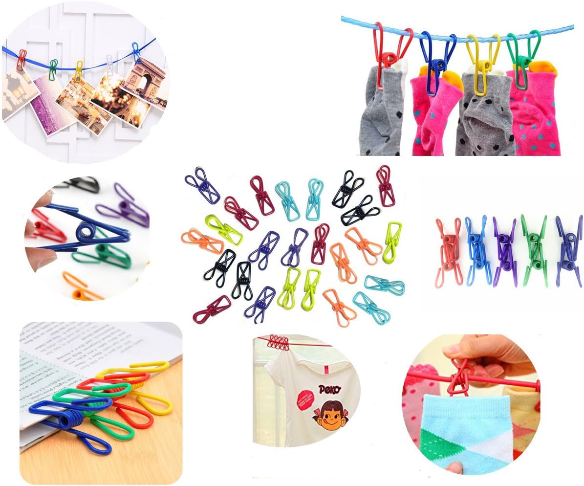 30 Pcs 2 Inch 10 Different Random Colors Chip Clips, PVC Coating High Elasticity Strength Clothes
