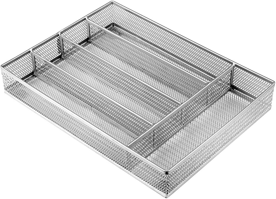 JANE EYRE Drawer Organizer, Cutlery Tray Silverware Flatware Storage Divider for Kitchen, Mesh Wire