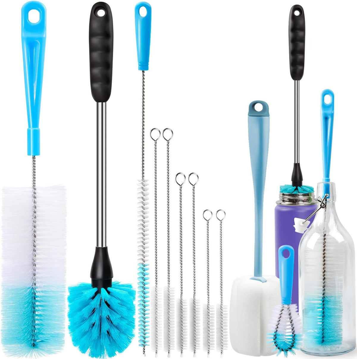 Holikme Bottle Brush Tube Cleaning Lab Set with Long Handle, Cup Cleaner for Washing Narrow Neck
