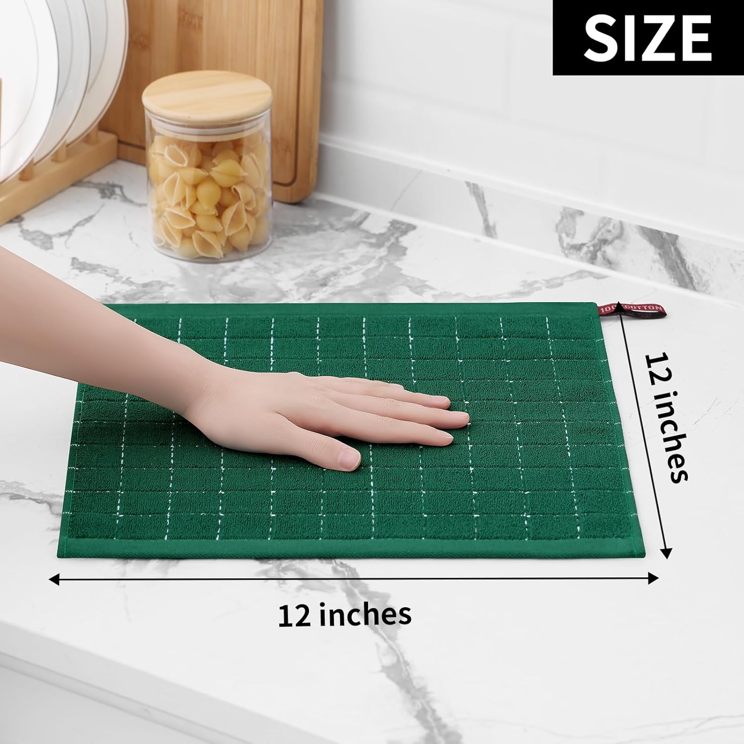 Homaxy 100% Cotton Terry Kitchen Dish Cloths, Ultra Soft and Absorbent Dish Towels for Kitchen