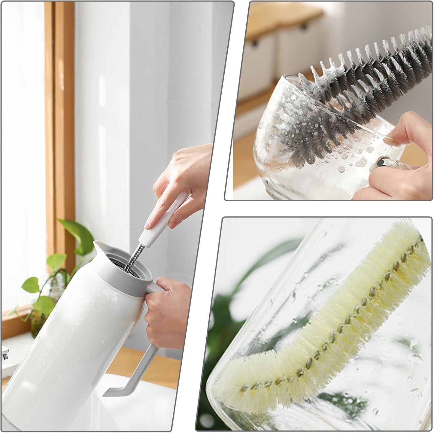 2-Pack 16 inches Long Handle Bottle Cleaning Brushes - Ideal for Coffee Glasses, Pots, Milk Cups