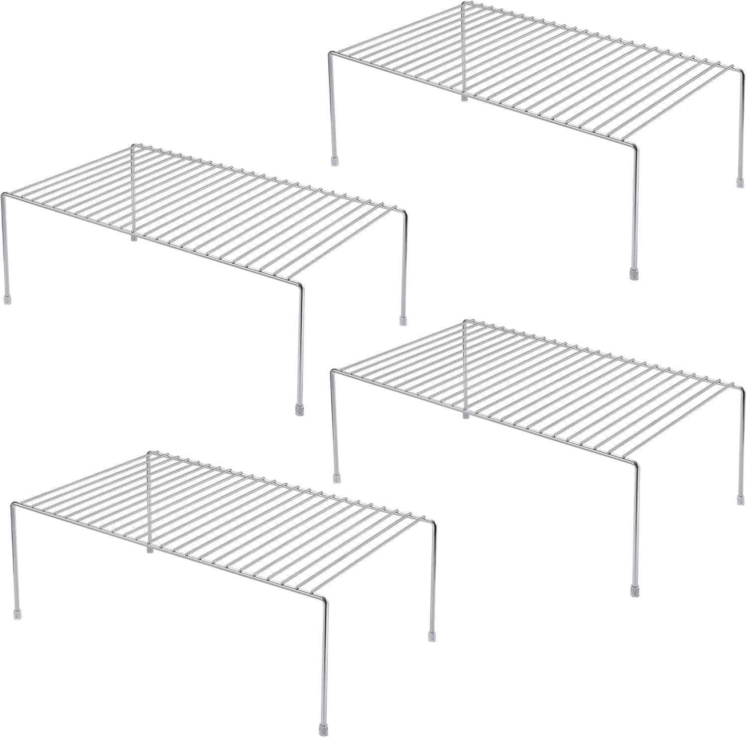 iPEGTOP Large (15.7 x 9.4 Inch) Kitchen Freezer Cabinet Organizer Shelf, Set of 4 Rustproof Metal