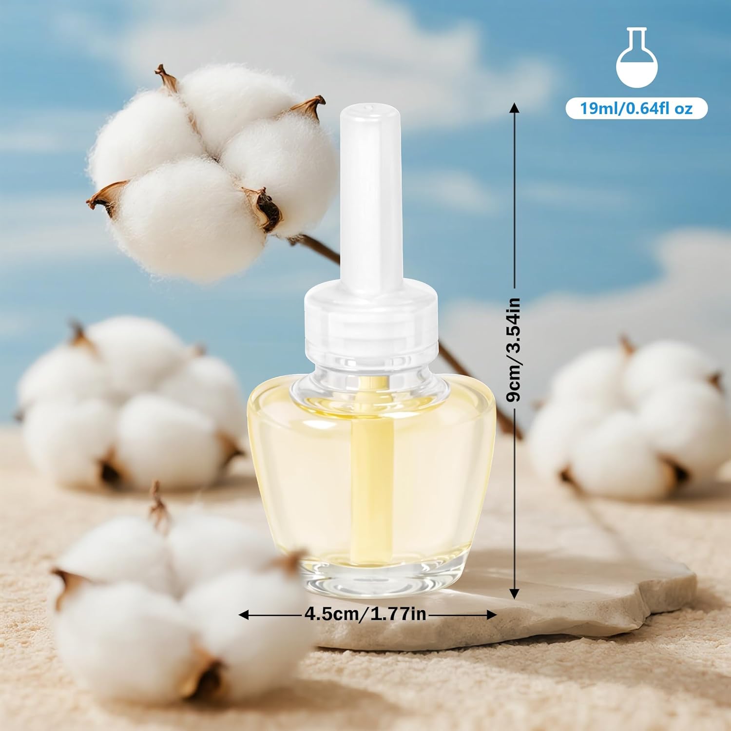 LASENTEUR Plug in Scented Oil Refill, 6 ct, Cotton Scent Long-Lasting Natural Fragrance for Home
