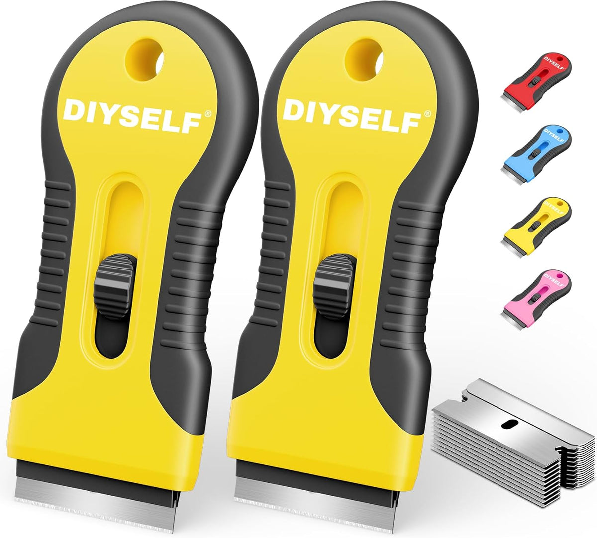 DIYSELF 2 Pack Razor Blade Scraper, Includes 10 PCS Additional Razor Blades, Streamlined Razor