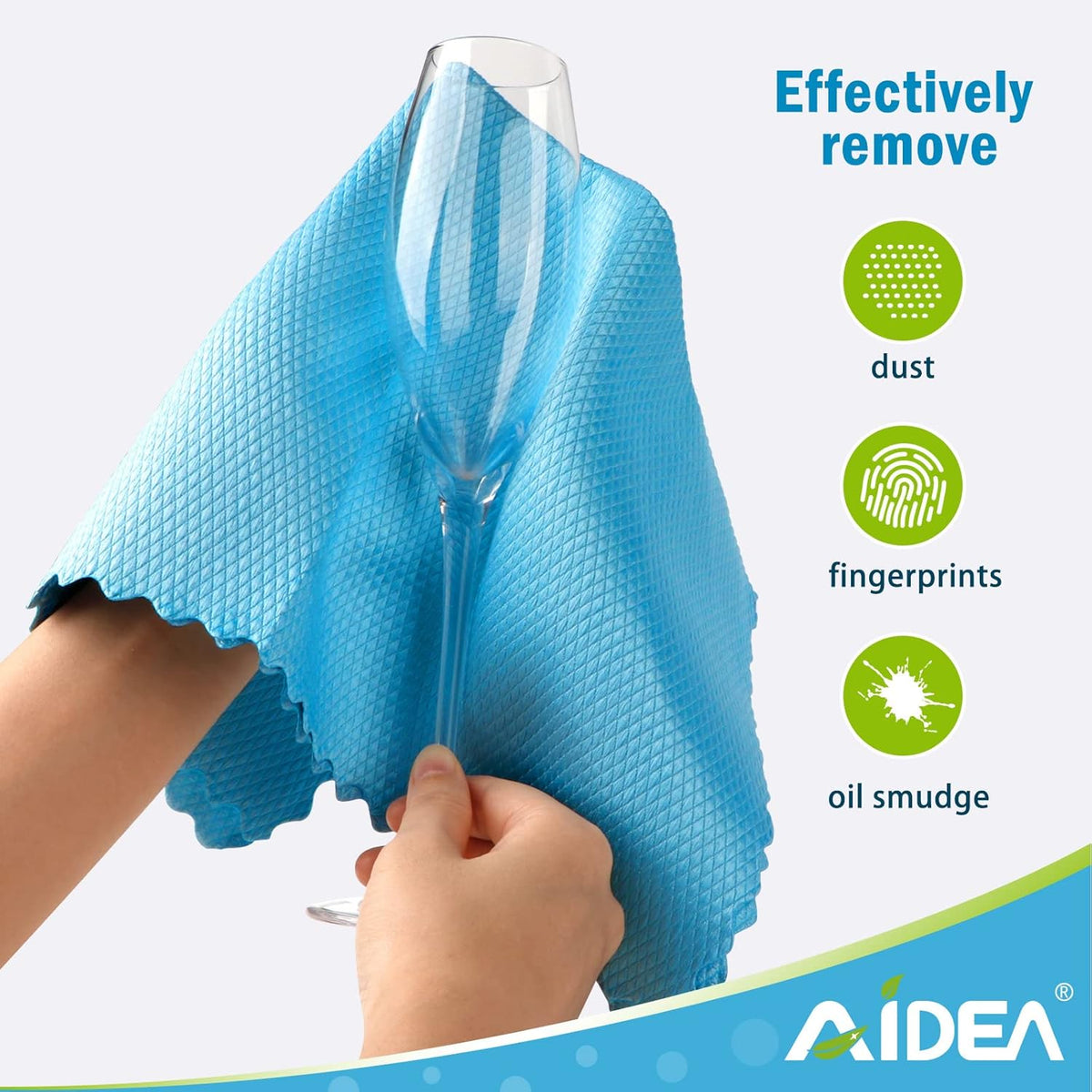 AIDEA Microfiber Glass Cleaning Cloths, 8PK, 16"x16" Premium Microfiber Glass and Window Cleaner