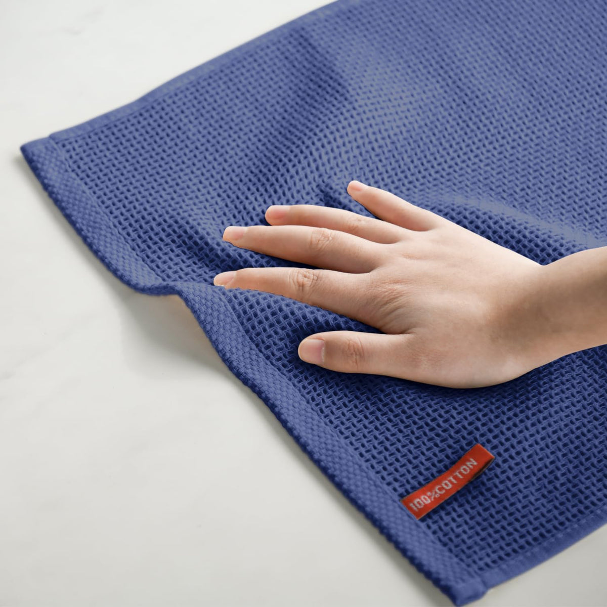 Artoid Mode 100% Cotton Navy Blue Waffle Weave Kitchen Dish Cloths, 12x12 Inch Ultra Soft Absorbent