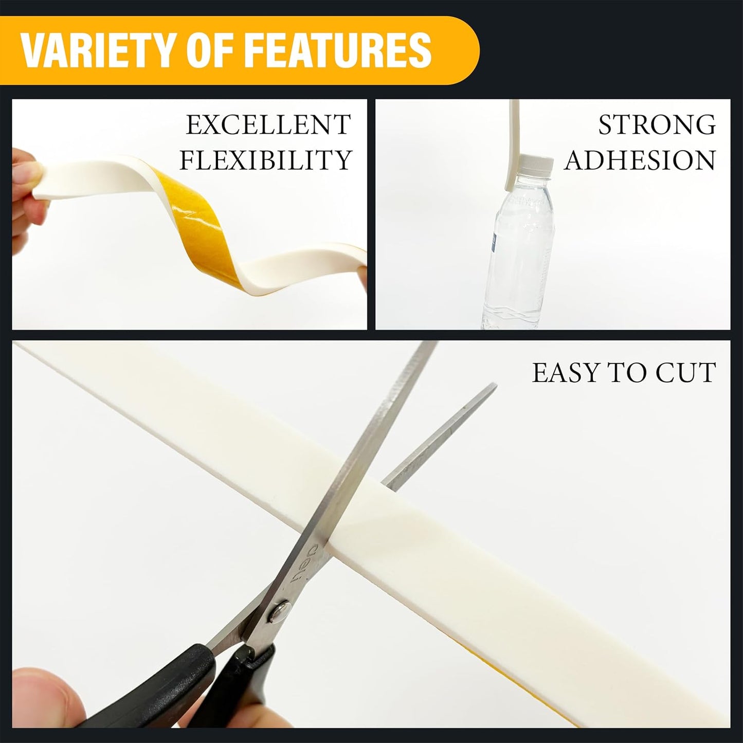 Weather Stripping Foam Tape, 17 Ft Door Seal Strip, EVA Material, High Density 1/4" Thick, No