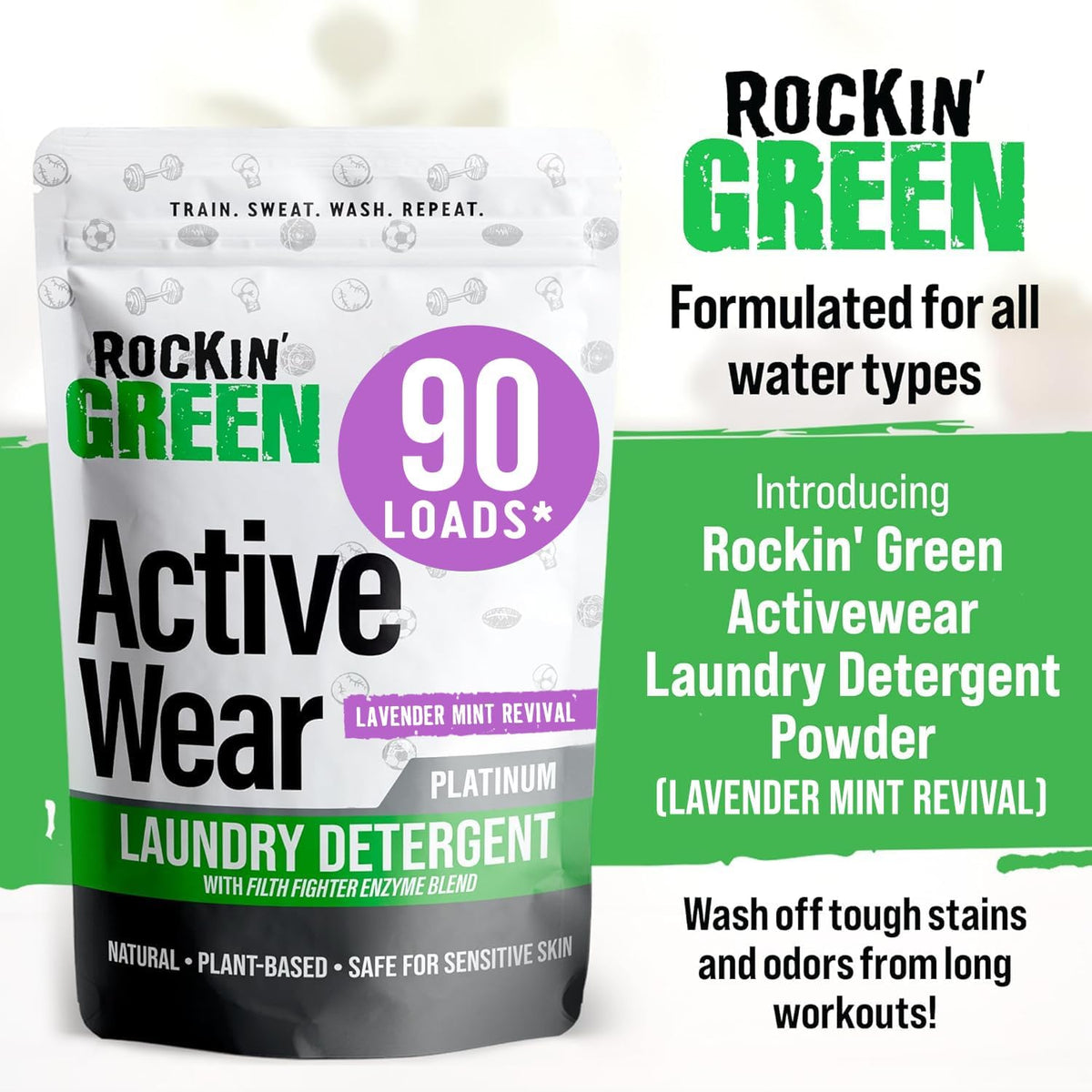 Rockin' Green Laundry Detergent, Plant based, All Natural Laundry Detergent Powder, Vegan and