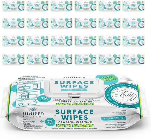 24 Pack Surface Cleaning Wipes with Bleach, All-Purpose Cleaner for Bathroom, Kitchen, Office, 1728