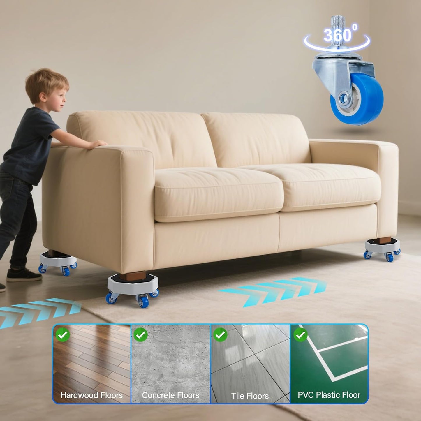 New Upgrade Furniture Sliders, Furniture Lift Heavy Duty Furniture Moving System with Roller Dolly