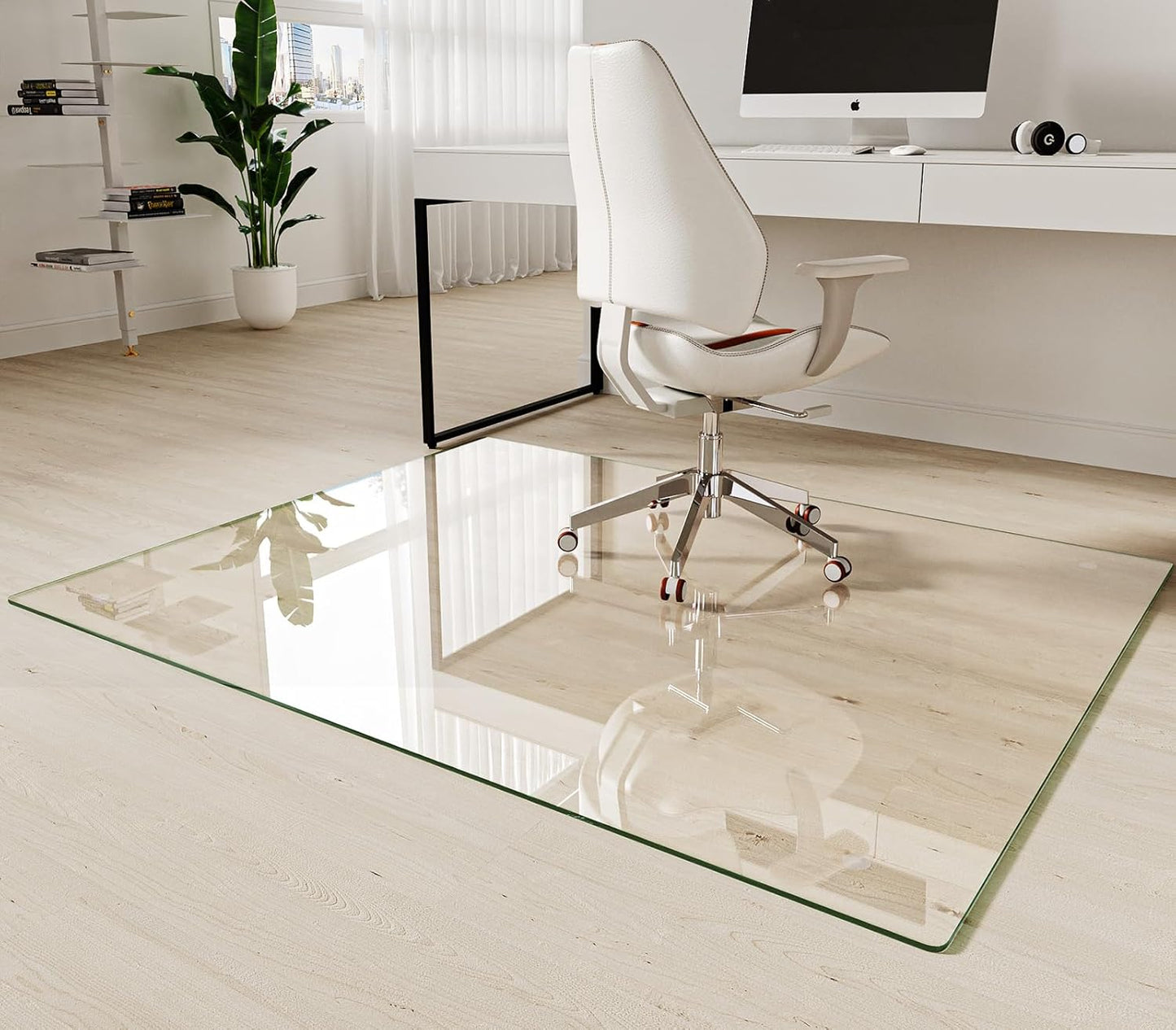 Koonmi Tempered Glass Chair Mat 60"x48" - Premium Office Chair Mat for Hardwood Floors & Low-Pile