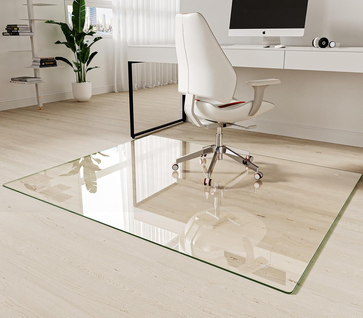 Koonmi Tempered Glass Chair Mat 60"x48" - Premium Office Chair Mat for Hardwood Floors & Low-Pile