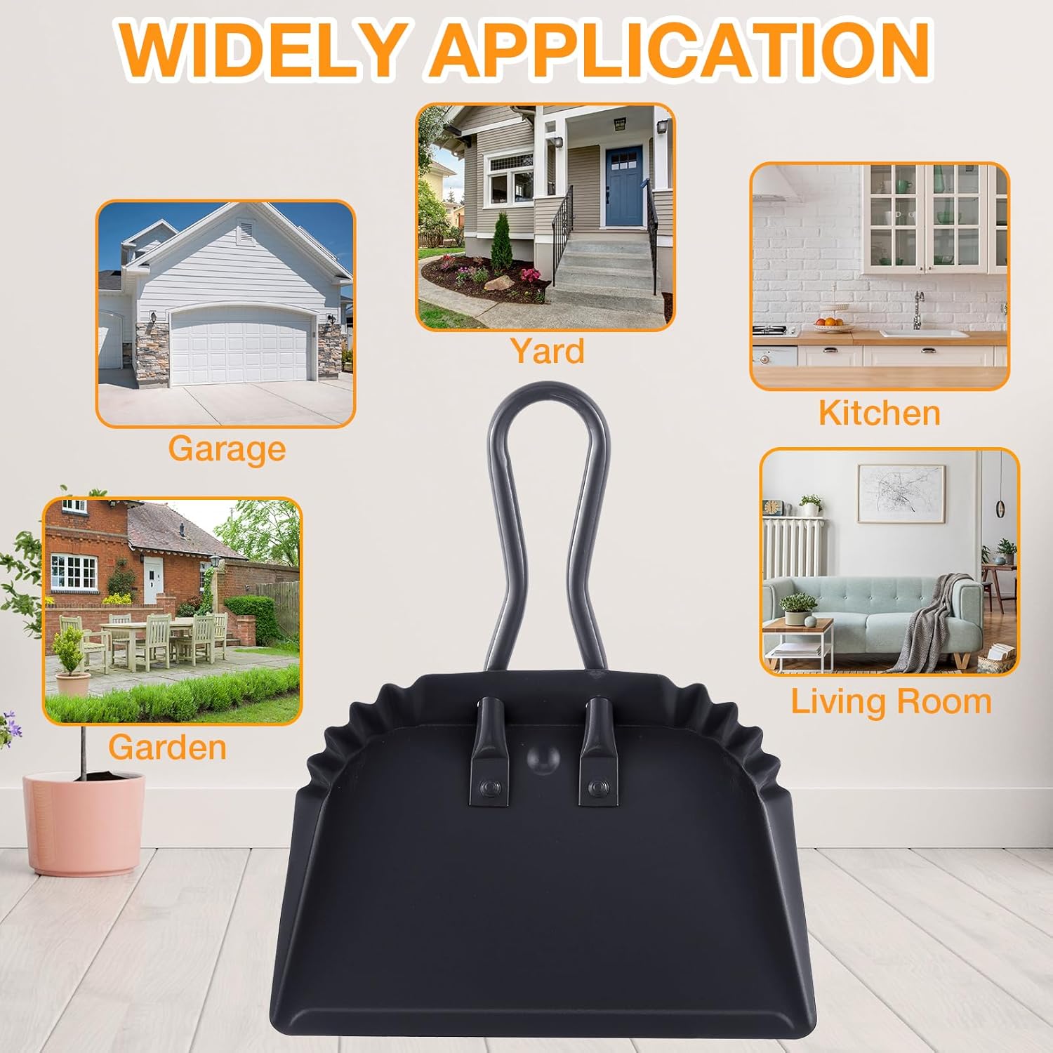 Mumufy 4 Pack 12 inch Heavy Duty Metal Dustpan Large Wide Dust Pans for Household Handheld Wide