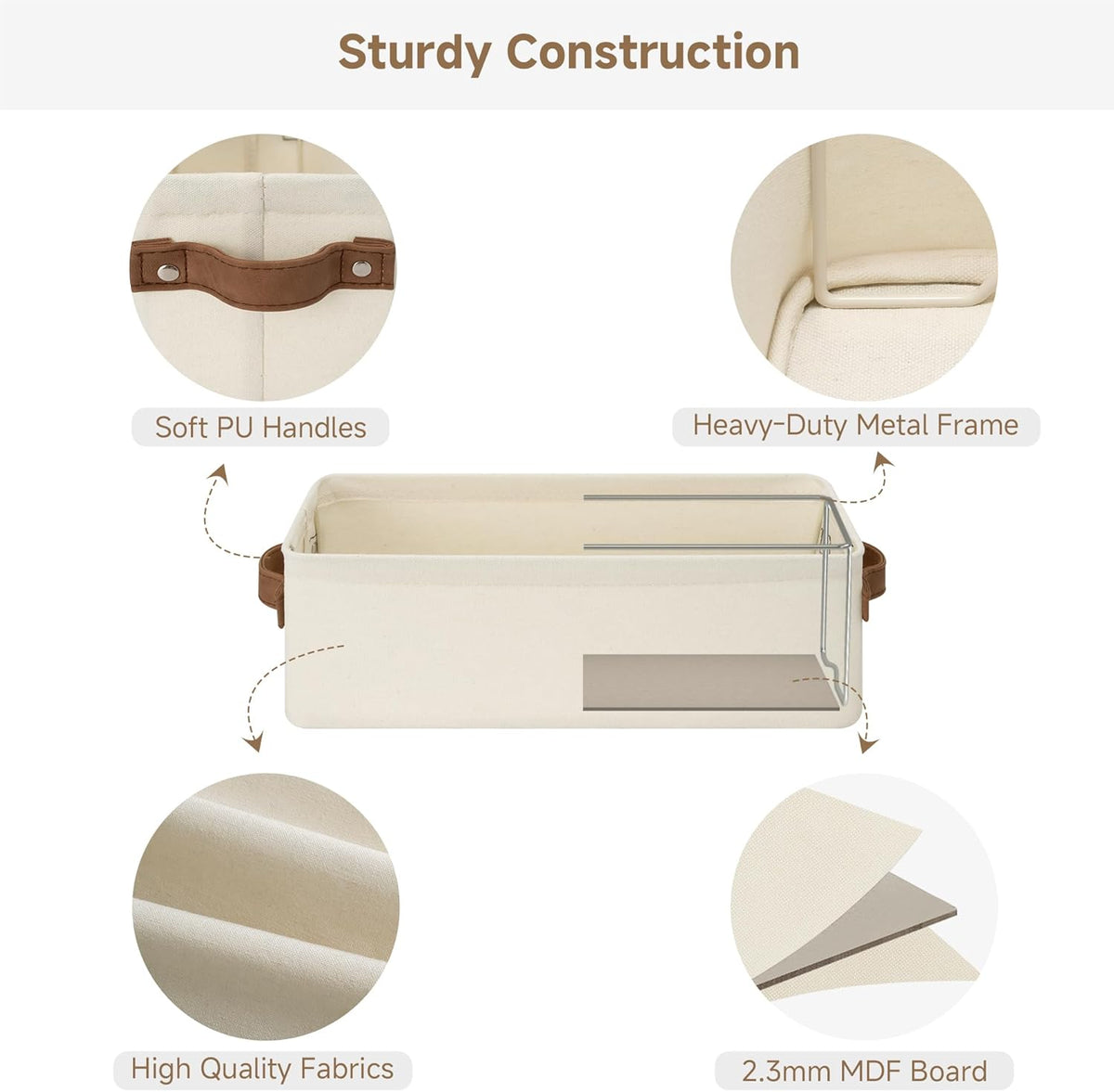 StorageWorks Narrow Storage Bins, Small Basket for Closet and Shelves, Fabric Organizer with