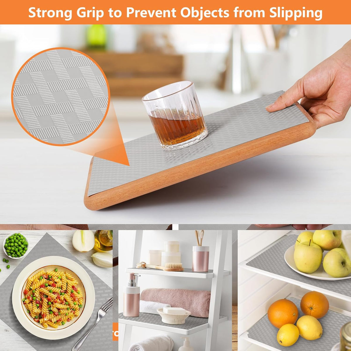 Light Gray Shelf Liners for Kitchen Cabinets Refrigerator Liners Waterproof & Oil-Proof Kitchen