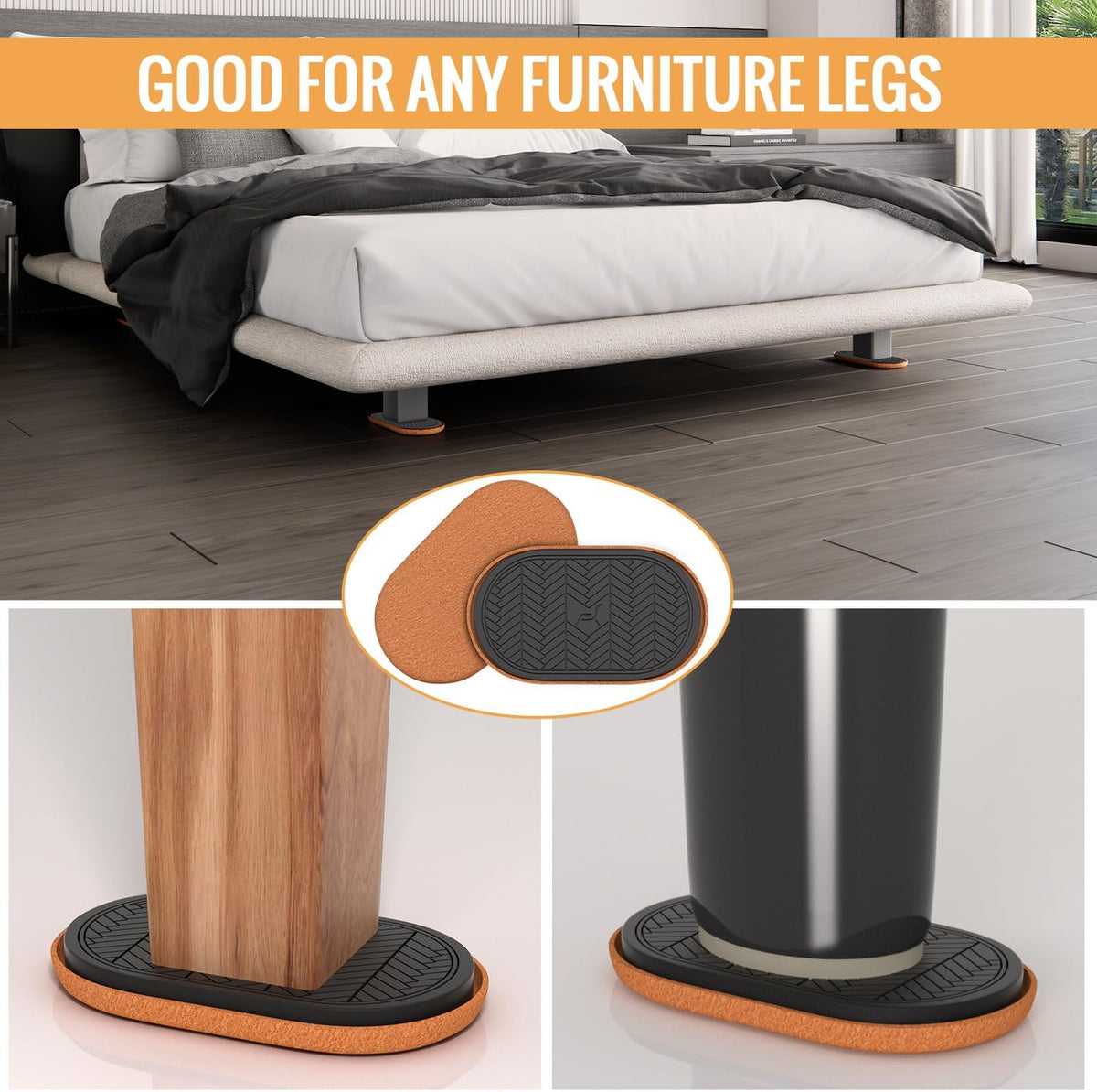 9½"x5¾ Felt Furniture Sliders for Hardwood Floors, 4PCS Oval Furniture Pads for Wood Floors