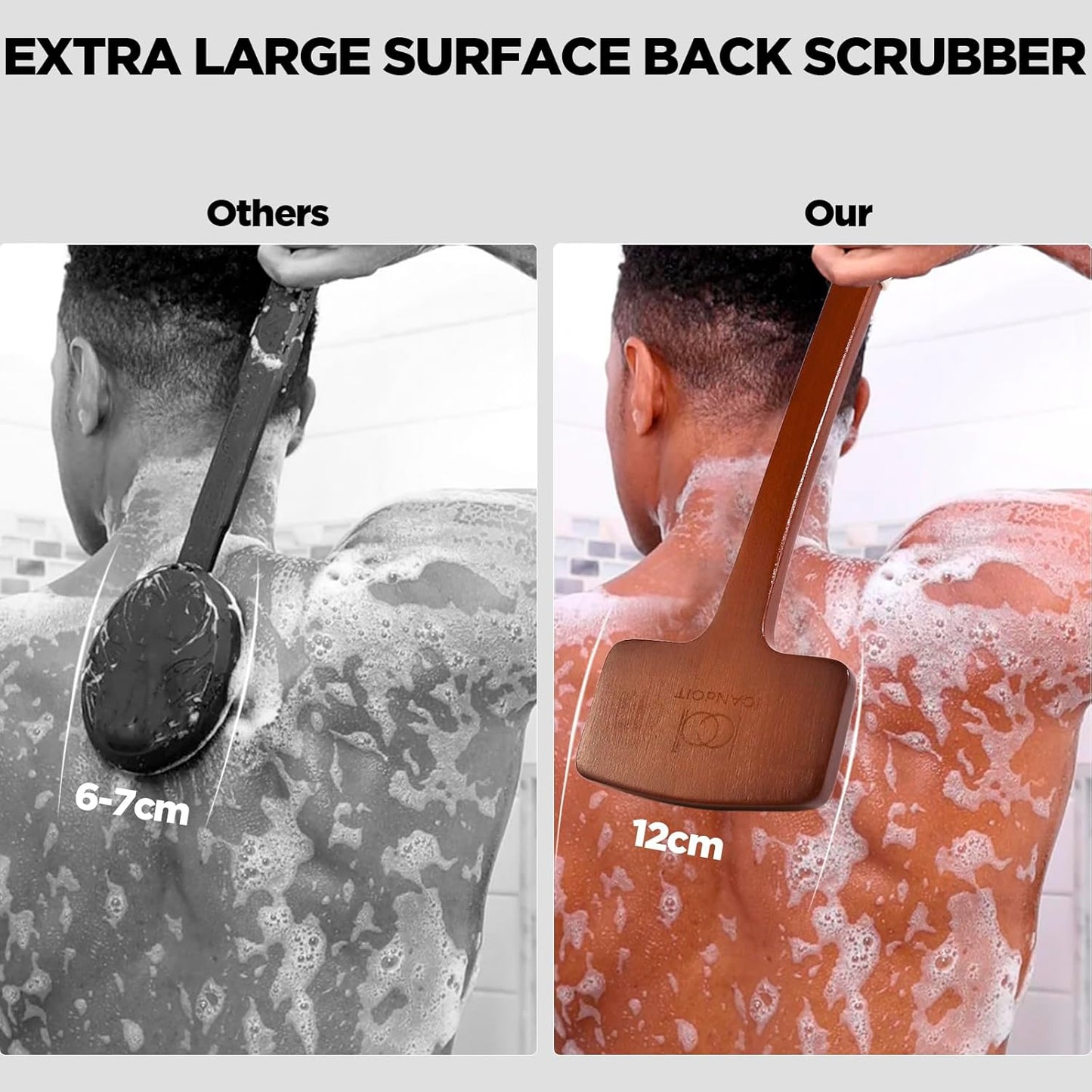 ICANdOIT Exfoliation Set-17.71 Inch Boar Bristles Back Scrubber Bath Brush,Shower Brush with