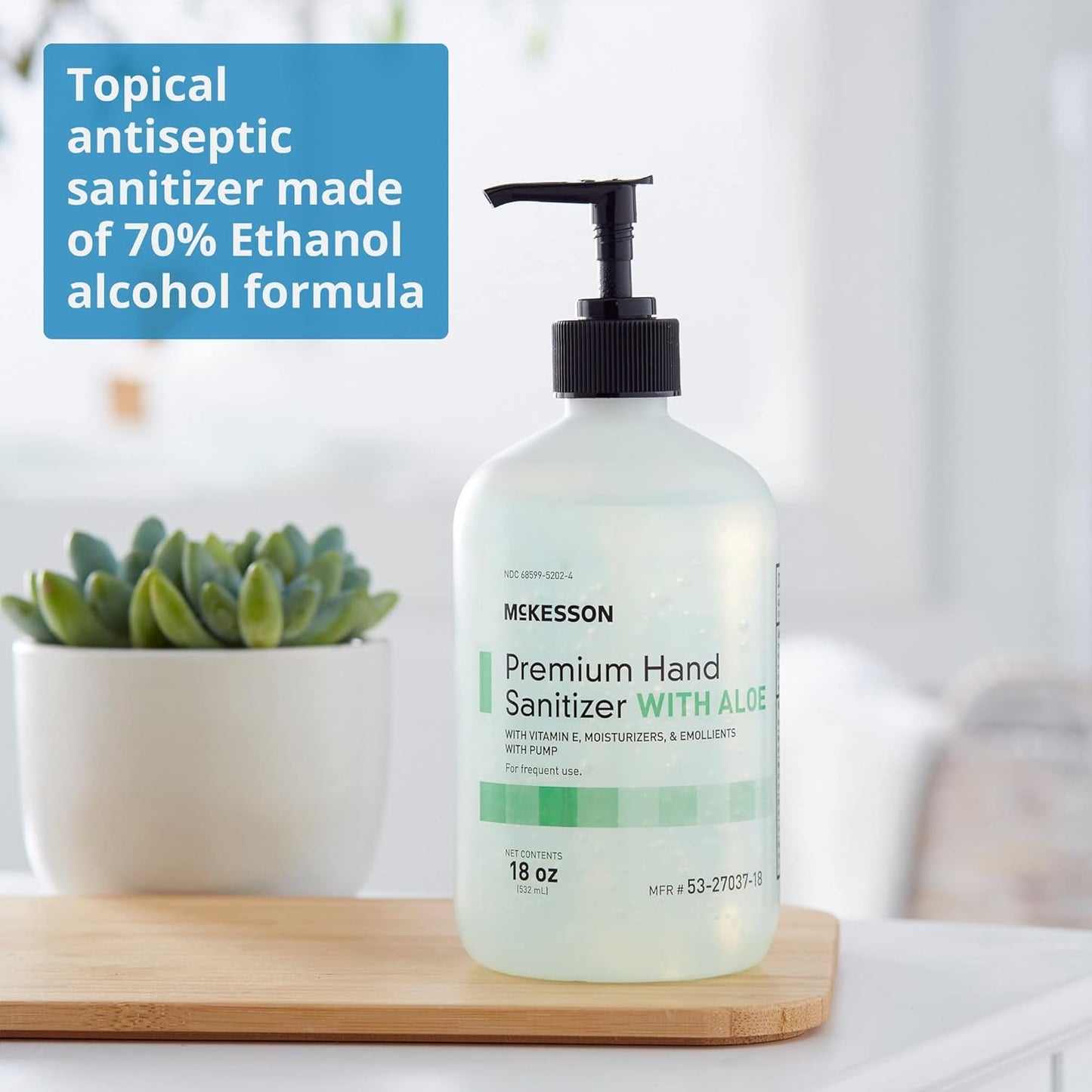 McKesson Hand Sanitizer with Aloe, 18 oz Pump Bottle [Pack of 2] – 70% Ethyl Alcohol, Spring Water