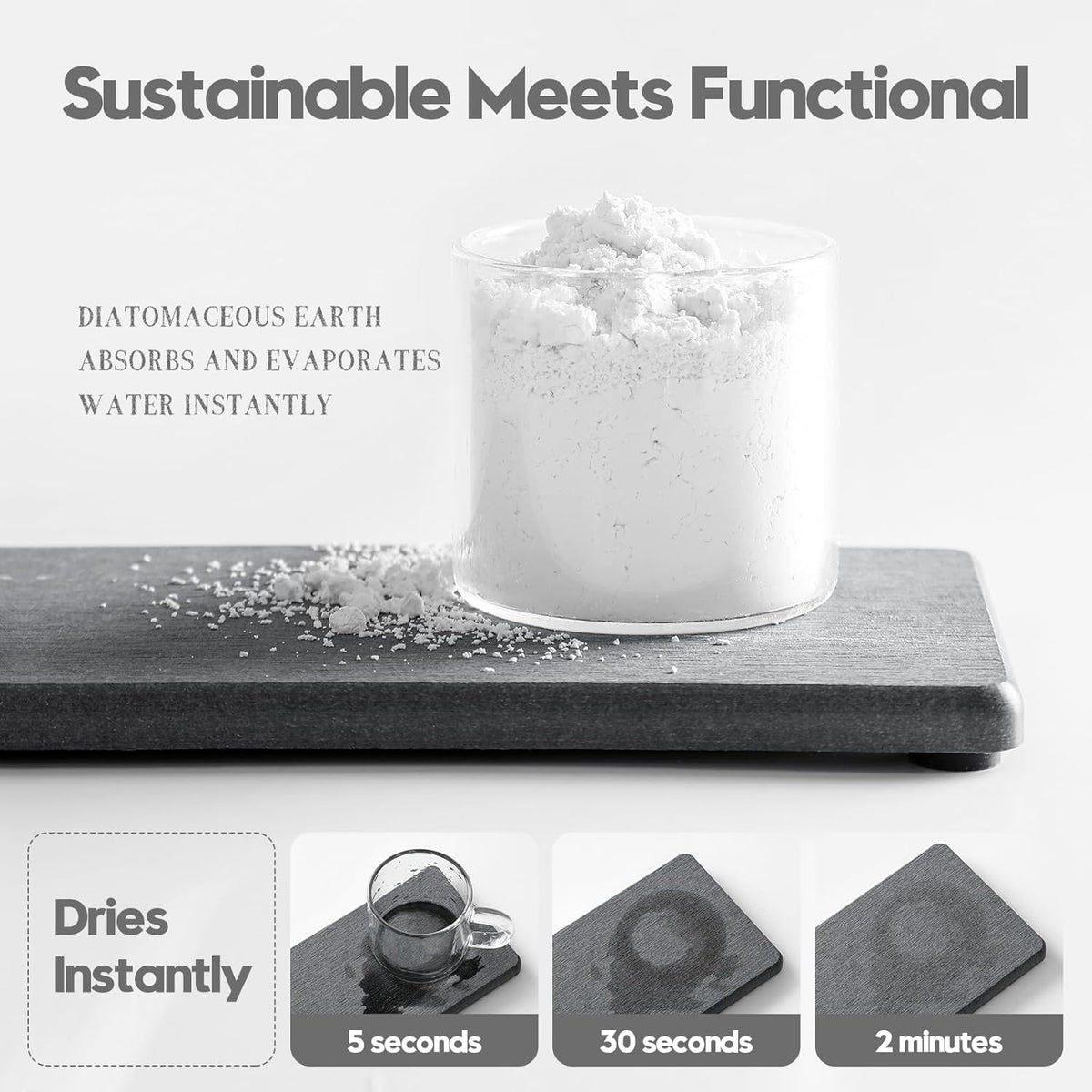 3PCS Water Absorbing Soap Dish Sponge Holder, Diatomite Stone Drying Tray Mat Sink Caddy for