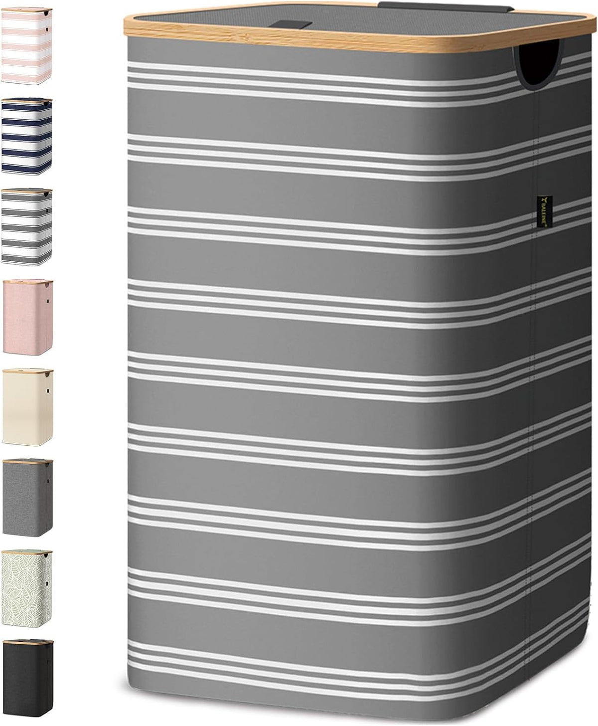 BALEINE Laundry Hamper with Lid, Tall Laundry Baskets with Bamboo Pull Handles, Large Laundry Bin