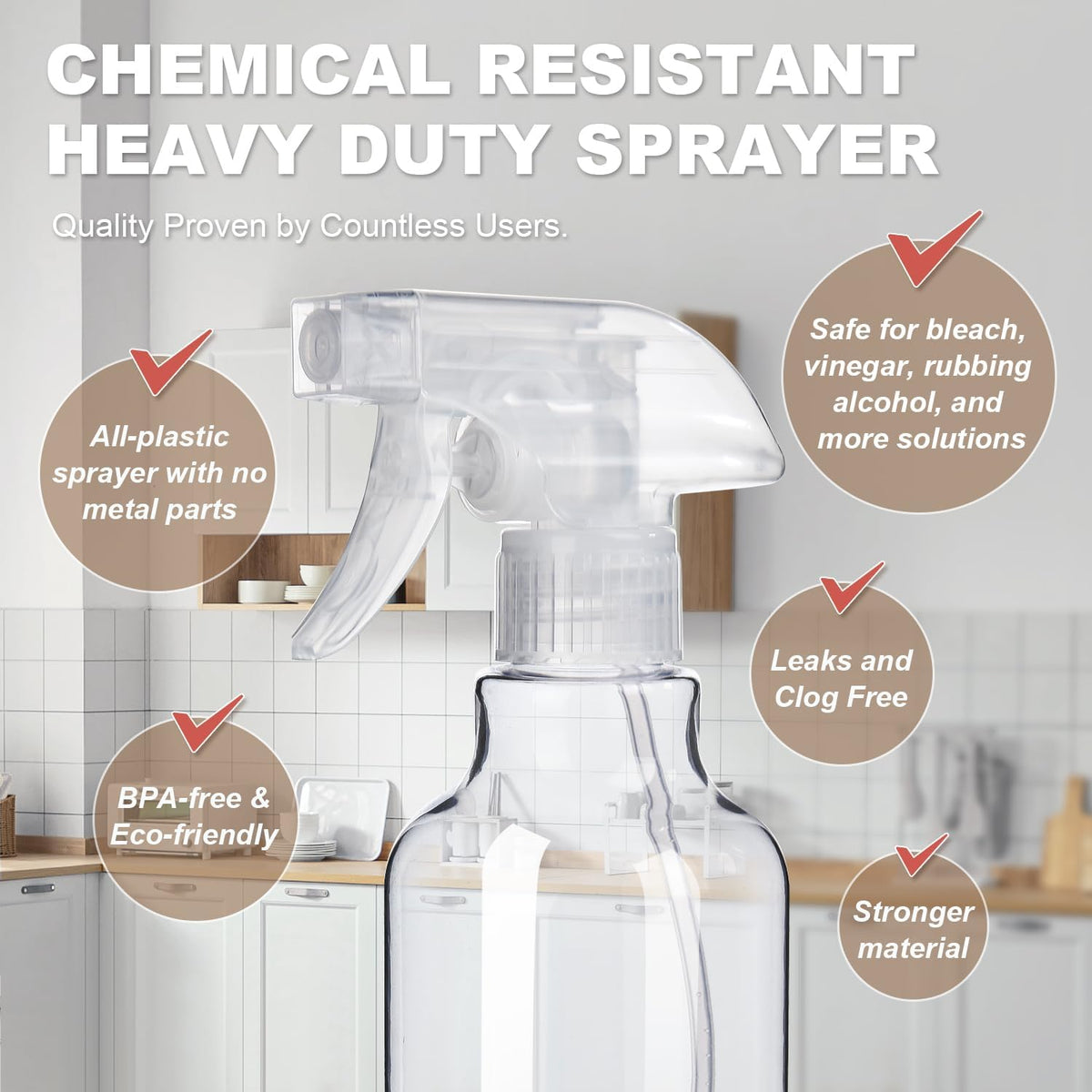 Airbee Plastic Spray Bottles (2-Pack, 16.9 Oz) Spraying, Clear – view 4