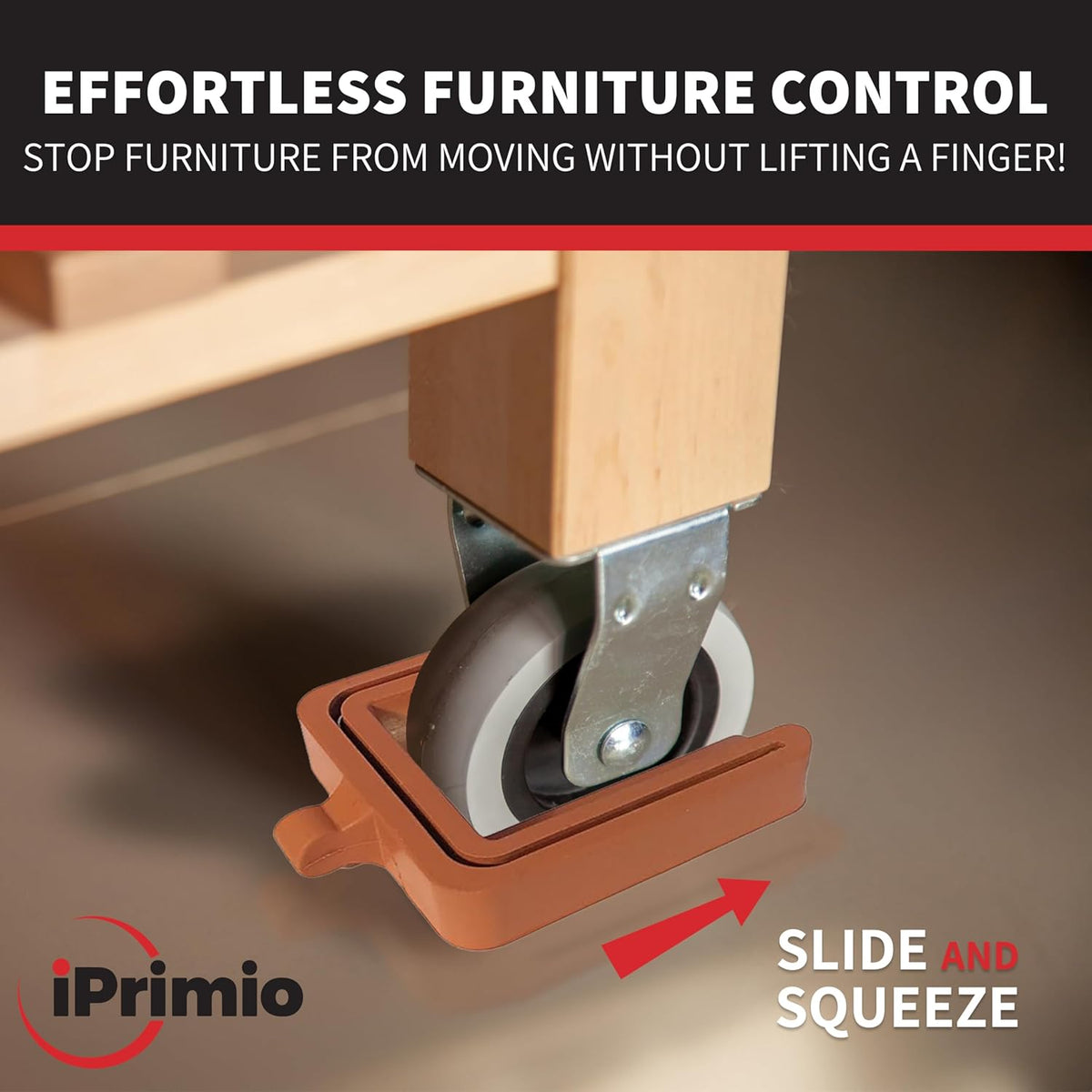 iPrimio No Lift Wheel Stoppers for Rolling Furniture - Bed and Furniture Stopper - Requires No