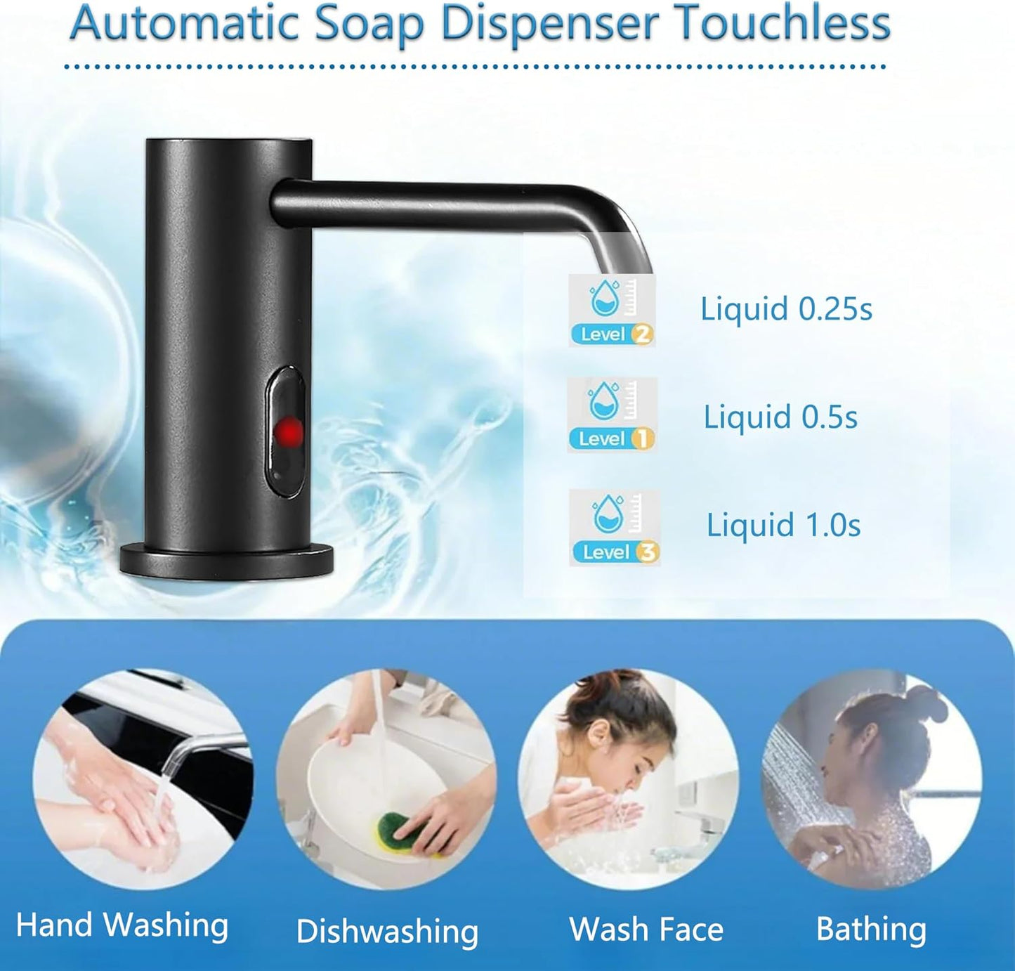 Automatic Soap Dispenser Touchless for Kitchen and Bathroom, Sink Built in Commercial Electric Soap