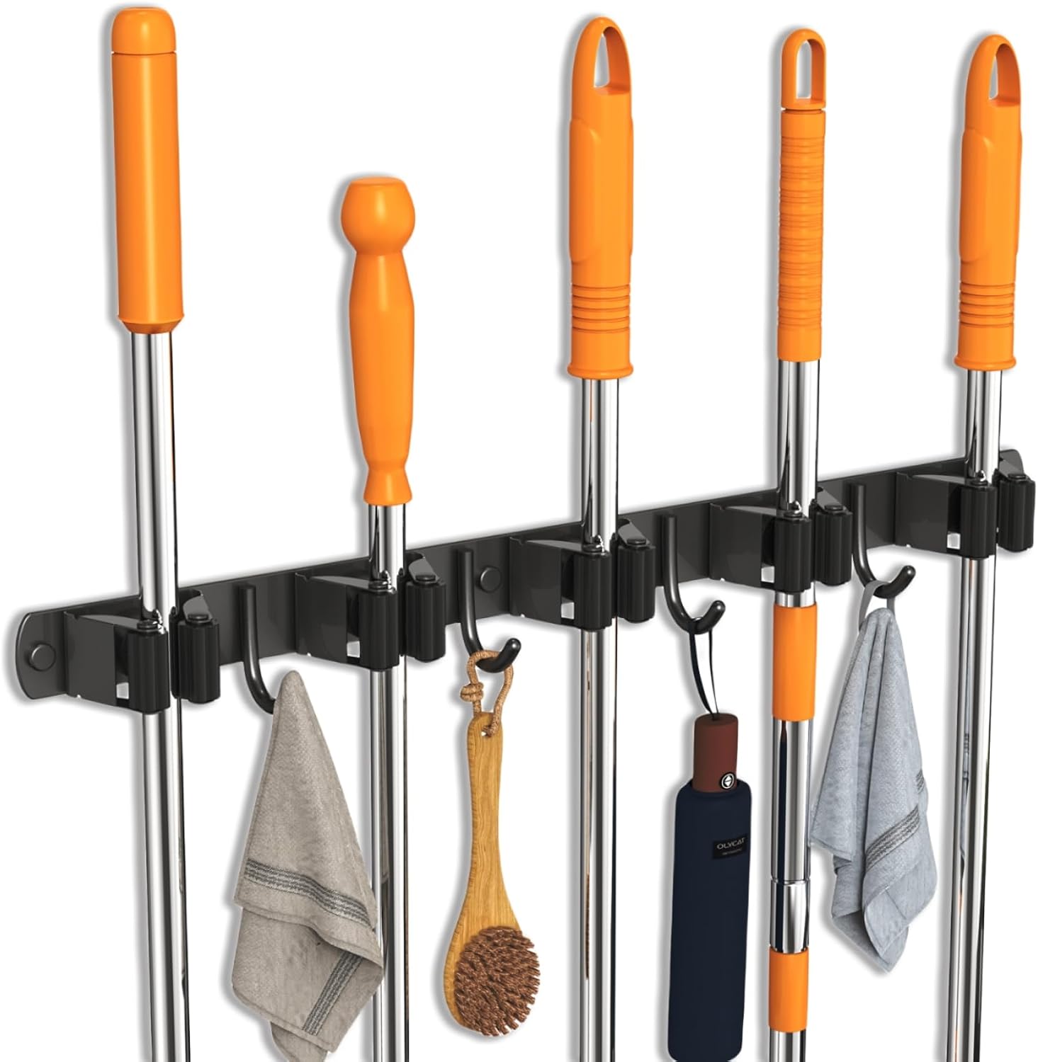 2 Pack Mop and Broom Holder Wall Mount, Non-slip Broom Hanger Wall Mount, Heavy Duty Mop Broom