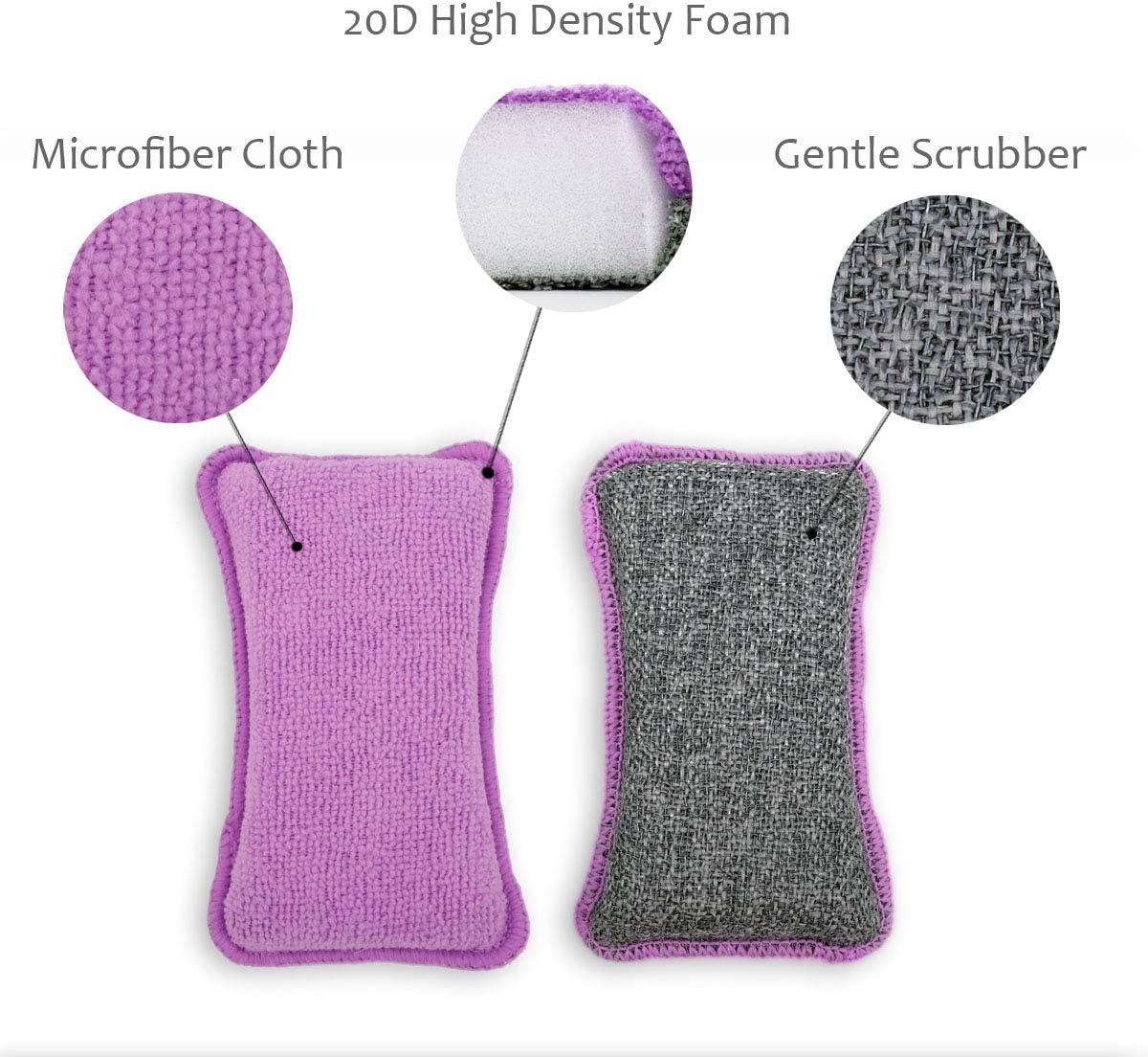 UPSTAR Dish Sponges Kitchen, Microfiber Cleaning Scrubber for Dishwashing, Sink, Basin and