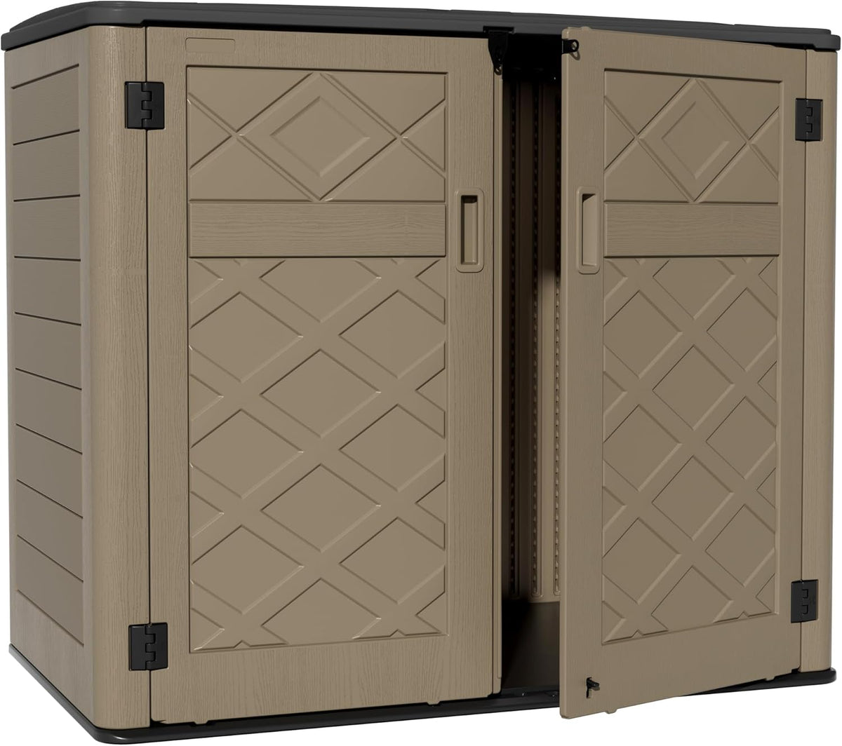 ZZM Large Outdoor Storage Shed, 48 Cu Ft Resin Versatile Storage Cabinet for Patio Accessories
