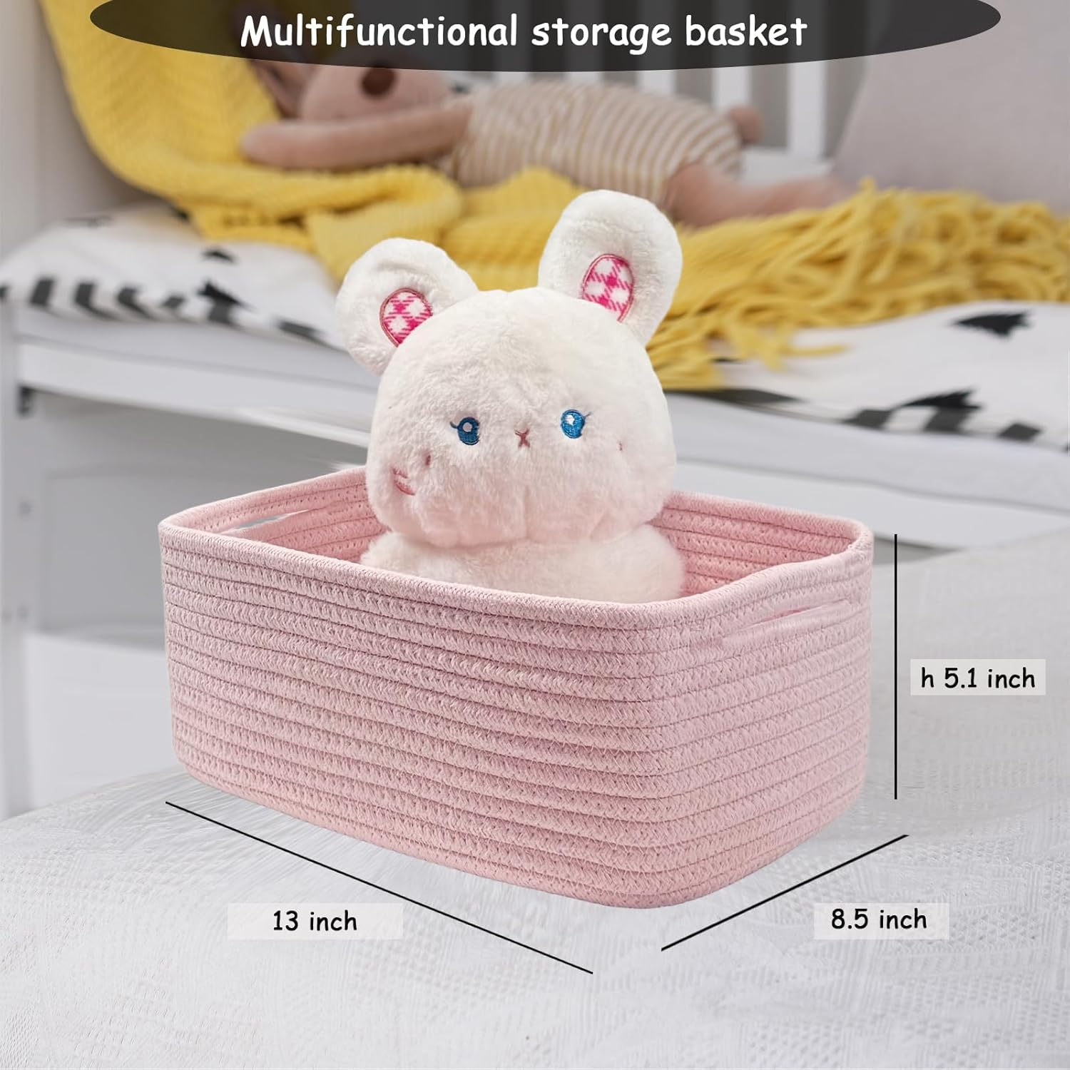 COMFY-HOMI 13" x 8.5" x 5.1"Storage Baskets for Organizing | Cotton Rope Woven Basket | Toy Storage