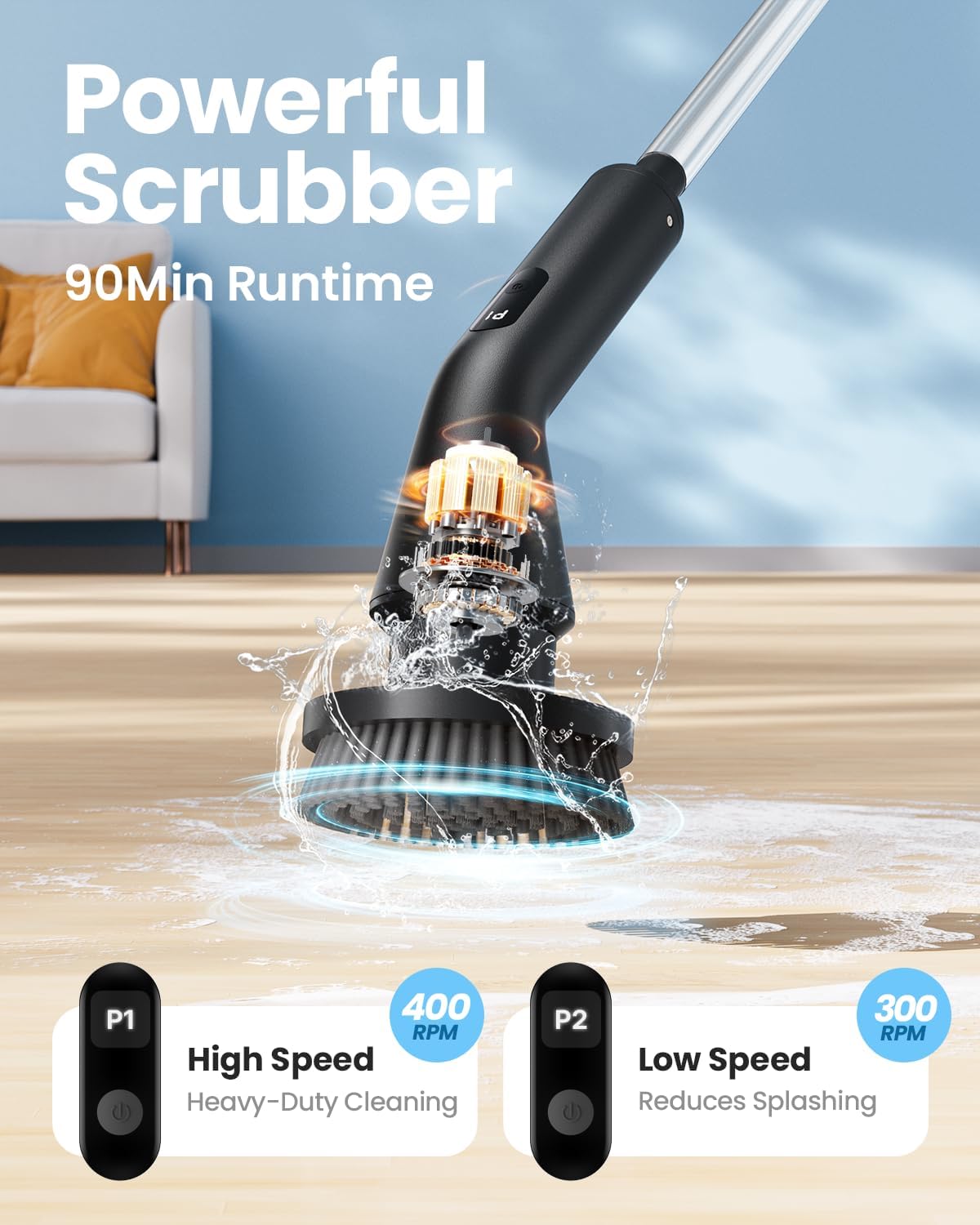 Electric Spin Scrubber, 2025 New Cordless Cleaning Brush for Home, IPX7 Waterproof Spin Scrubber