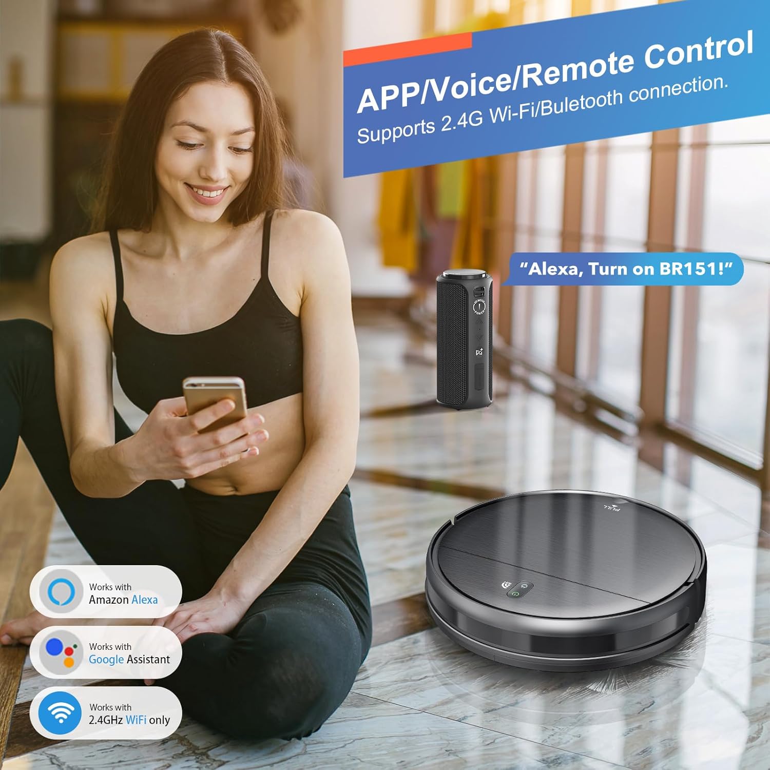 Robot Vacuum and Mop Combo, 2 in 1 Robotic Vacuum Cleaner with Schedule, App/Alexa/Voice Control
