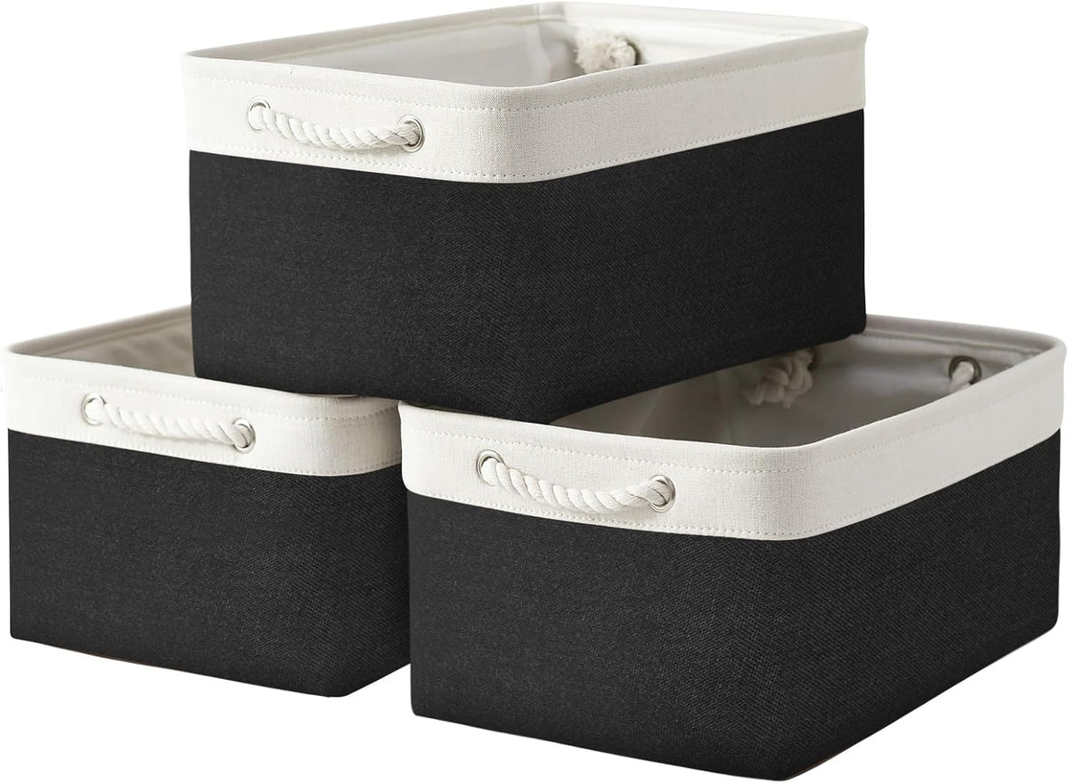 TheWarmHome Storage Basket for Organizing - Large 3 Pack 15.7x11.8x8.3 inch Collapsible Storage Bin