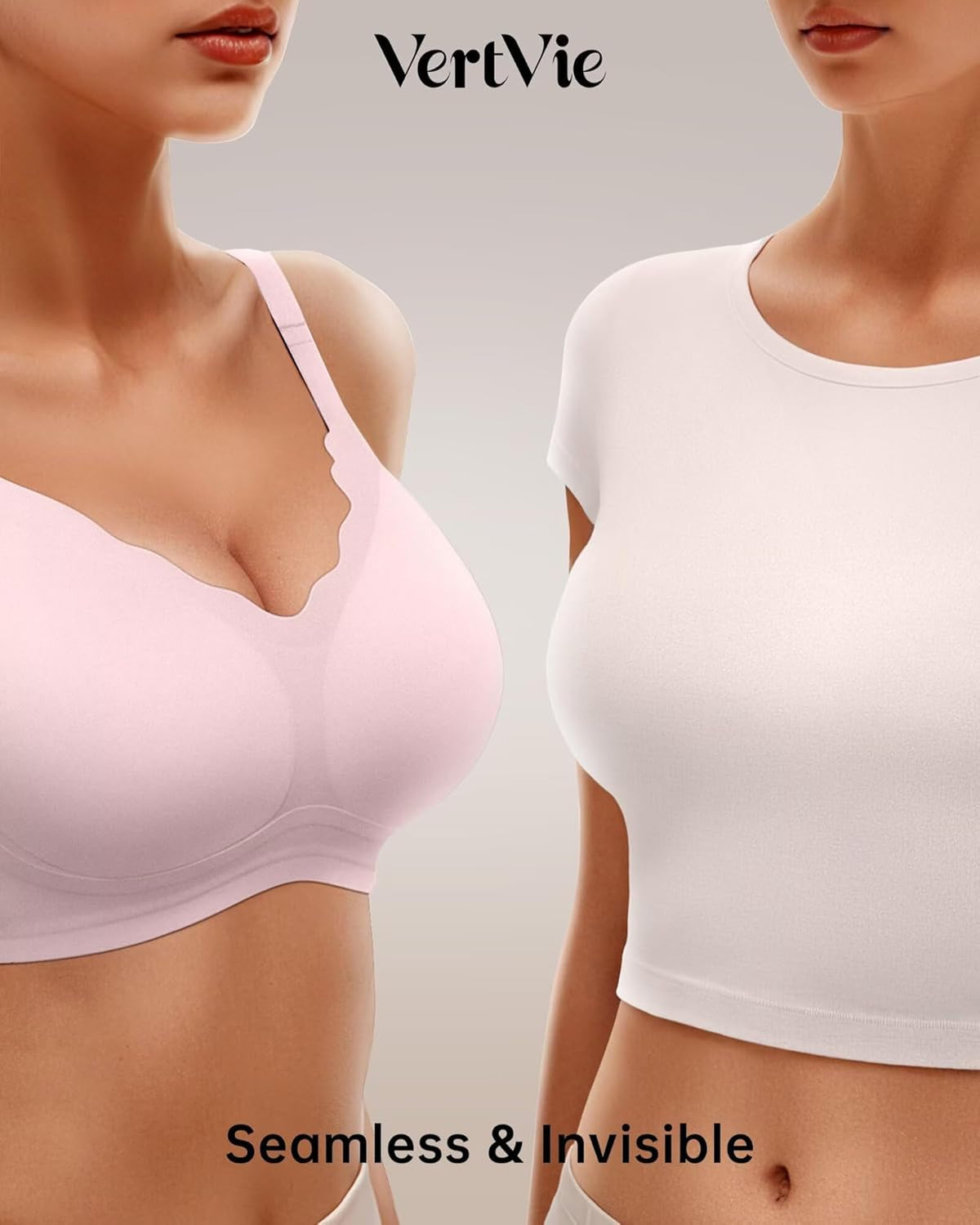Vertvie Womens Seamless Bras No Underwire Supportive Wireless Push Up Full Coverage Bralette